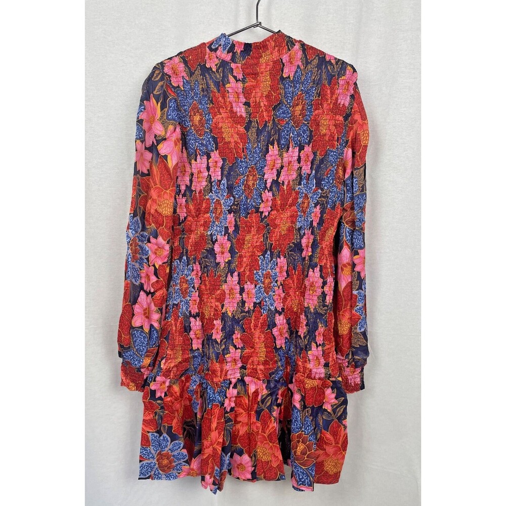 Farm Rio Mini Dress, Smocked, Long sleeve, Garden Navy, Size XL, New Retail $245 - Picture 4 of 8